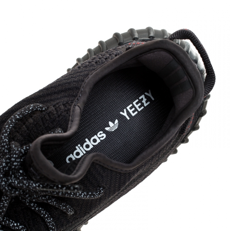Pre Owned Yeezy x Adidas Black Cotton Knit And Mesh Boost 350 V2 Sneakers Size 42
