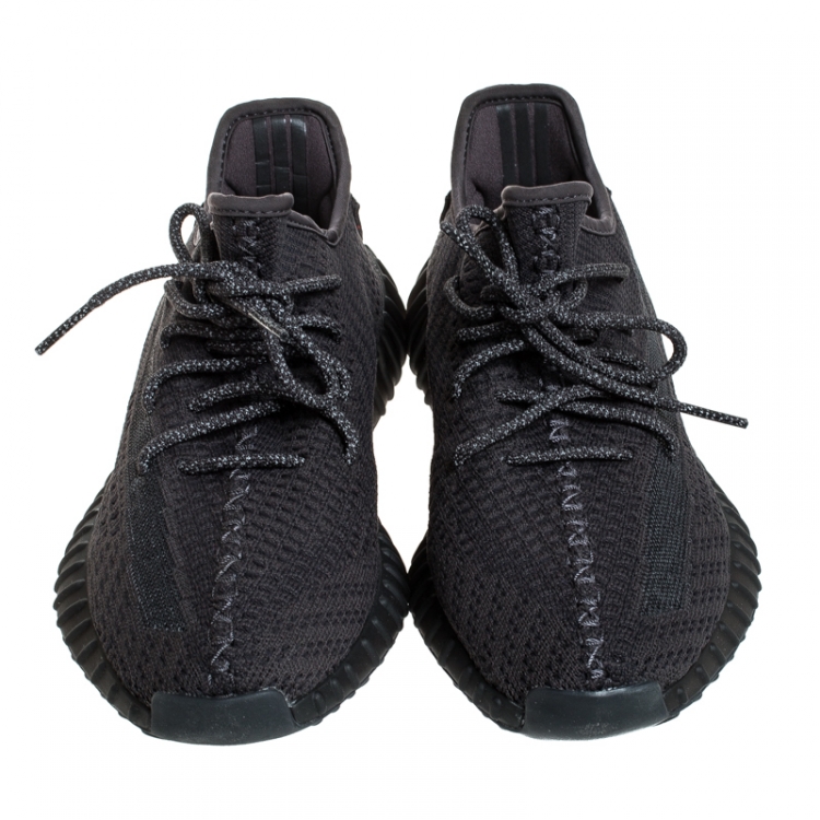 Pre Owned Yeezy x Adidas Black Cotton Knit And Mesh Boost 350 V2 Sneakers Size 42