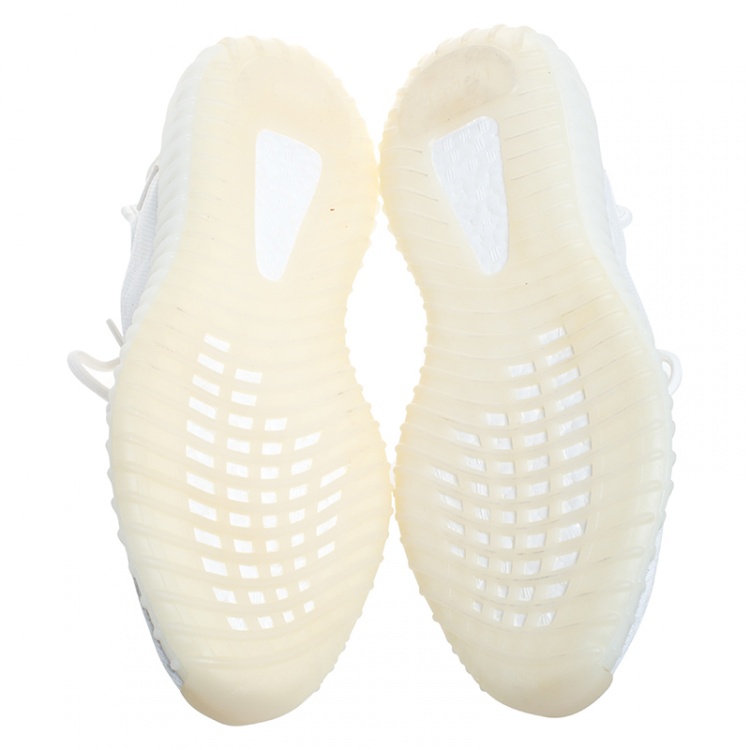 Pre Owned Yeezy x Adidas White Cotton Knit Boost 350 V2 Sneakers Size 42.5