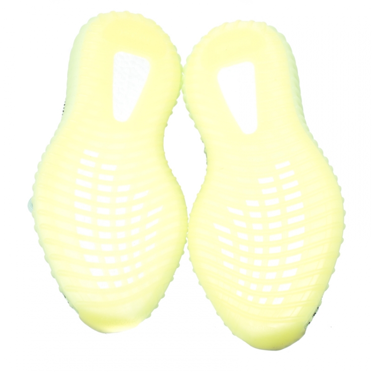 Pre Owned Yeezy x Adidas Neon Green/Black Cotton Knit And Mesh Boost 350 V2 Sneakers Size 42.5