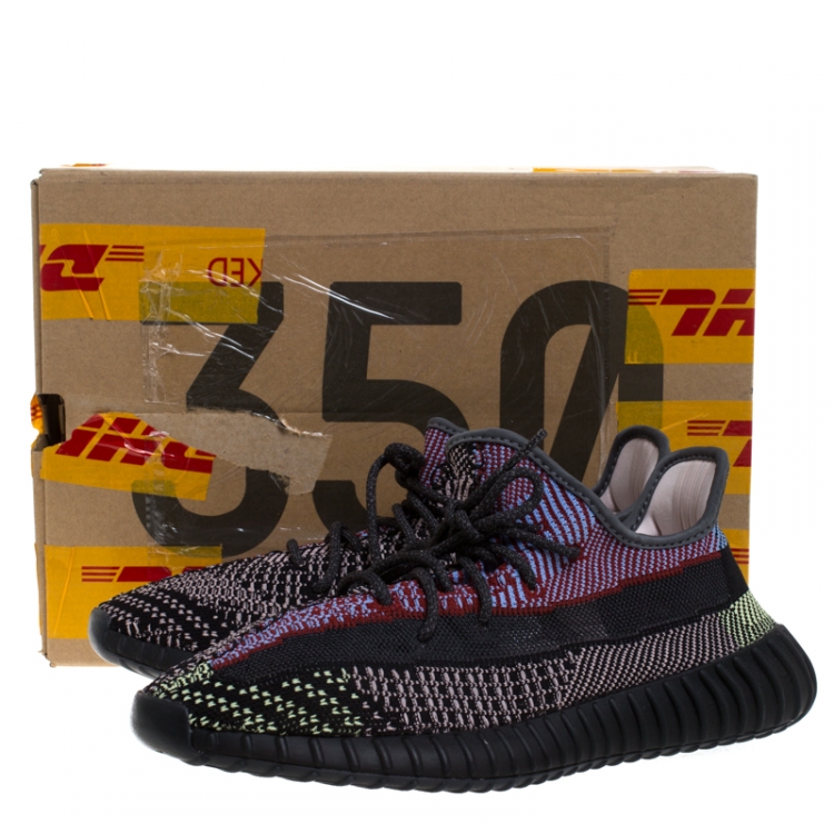 Pre Owned Yeezy x Adidas Multicolor Cotton Knit Boost 350 V2 Sneakers Size 46