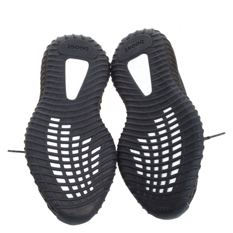 Pre Owned Yeezy x Adidas Black Cotton Knit And Mesh Boost 350 V2 Sneakers Size 44