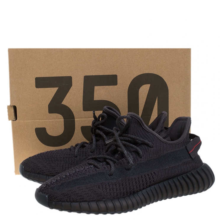 Pre Owned Yeezy x Adidas Black Cotton Knit And Mesh Boost 350 V2 Sneakers Size 44