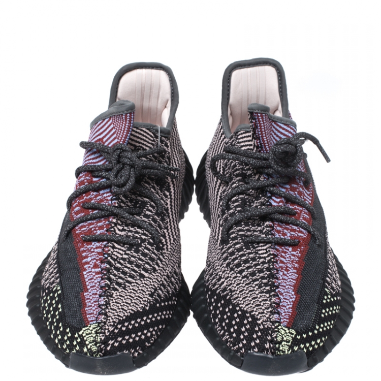 Pre Owned Yeezy x Adidas Multicolor Knit Fabric Boost 350 V2 Sneakers Size 45.5