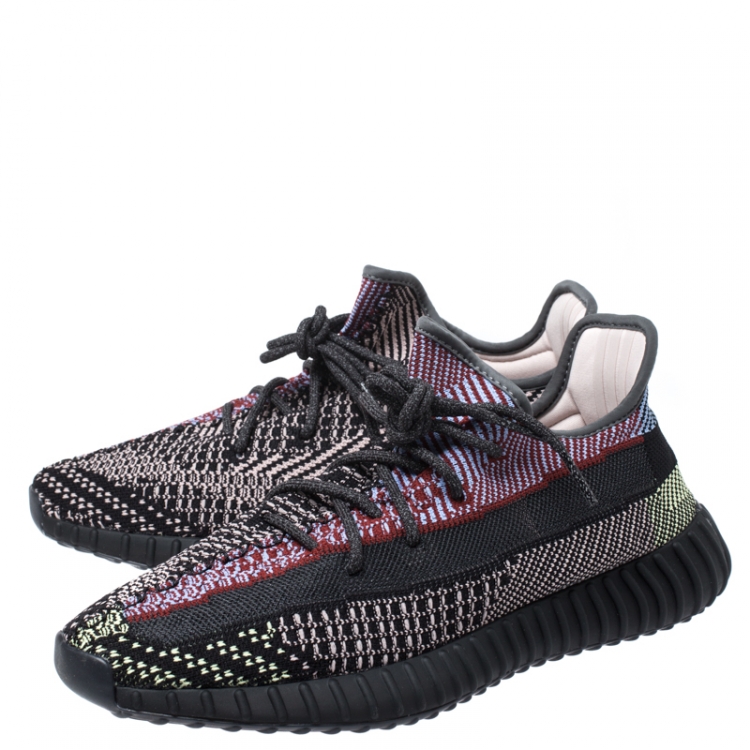 Pre Owned Yeezy x Adidas Multicolor Knit Fabric Boost 350 V2 Sneakers Size 45.5