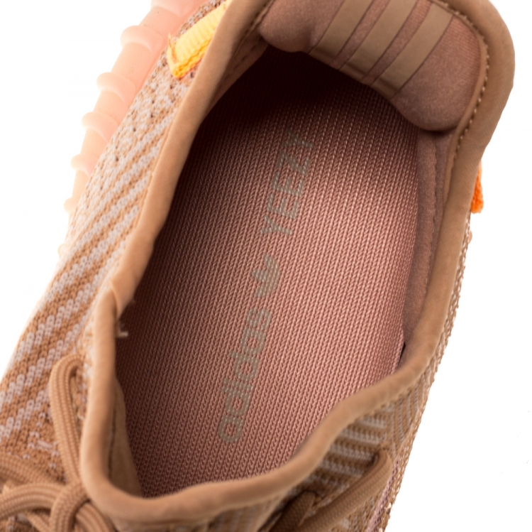 Pre Owned Yeezy x Adidas Clay Cotton Knit And Mesh Boost 350 V2 Sneakers Size 44