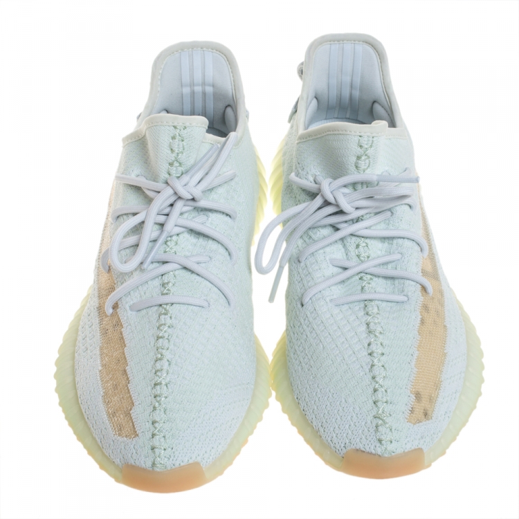 مملوكة مسبقًا Yeezy x Adidas Green/White Cotton Knit Boost 350 V2 Sneakers Size 44