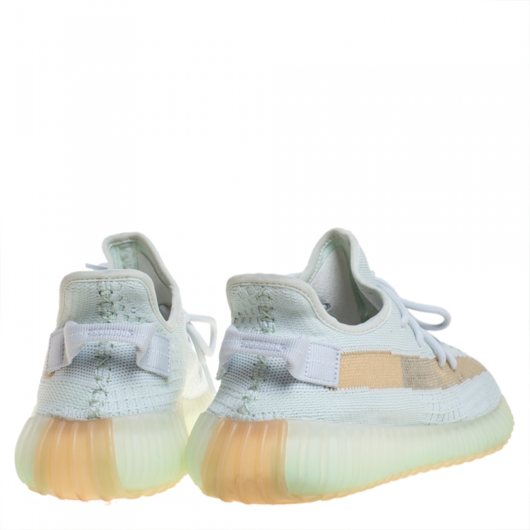مملوكة مسبقًا Yeezy x Adidas Green/White Cotton Knit Boost 350 V2 Sneakers Size 44