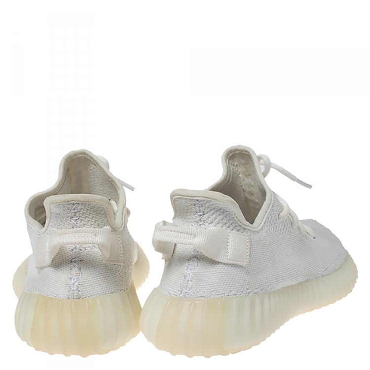 Pre Owned Yeezy x Adidas Cream White Cotton Knit Boost 350 V2 Sneakers Size 41.5