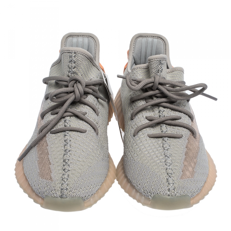 Pre Owned Yeezy x Adidas Grey/Orange Cotton Knit True Form Boost 350 V2 Sneakers Size 42