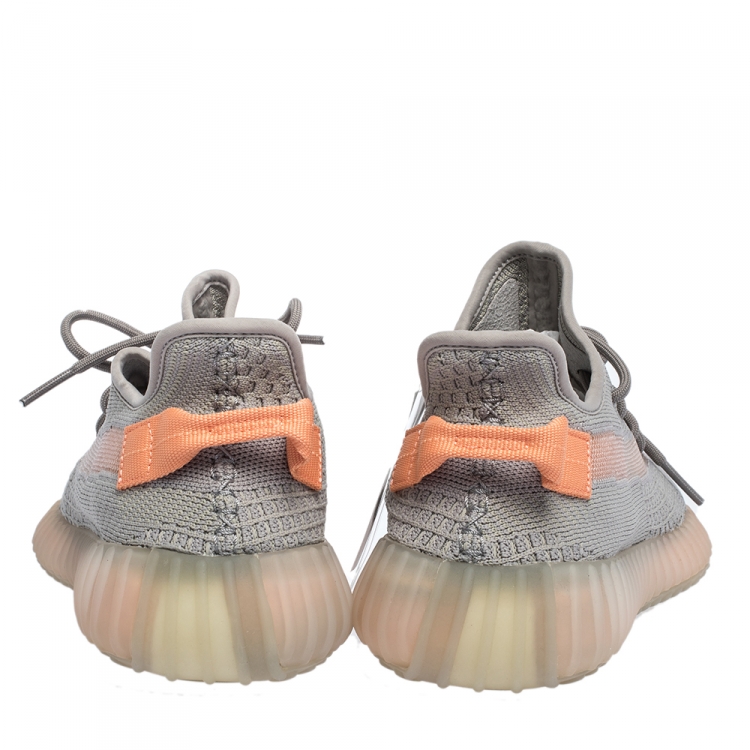 Pre Owned Yeezy x Adidas Grey/Orange Cotton Knit True Form Boost 350 V2 Sneakers Size 42