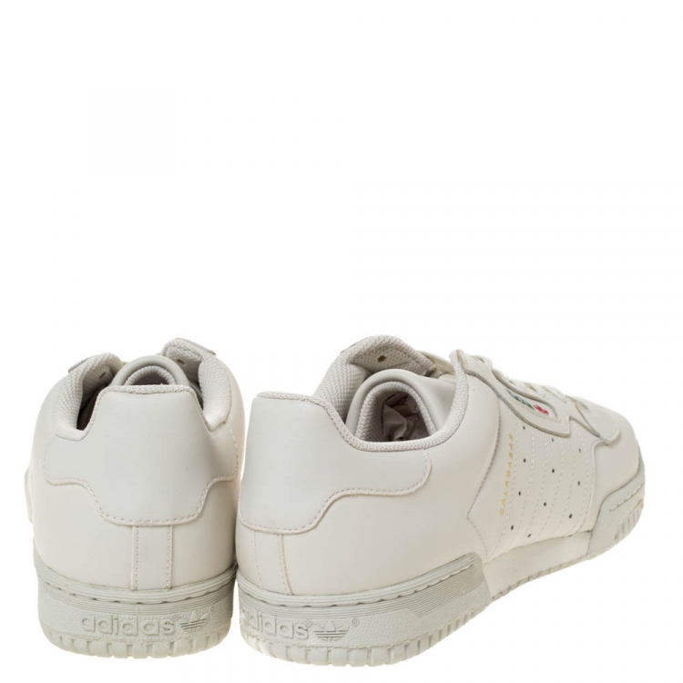 Pre Owned Yeezy x Adidas White Leather Powerphase Calabasas Sneaker Size 46.5