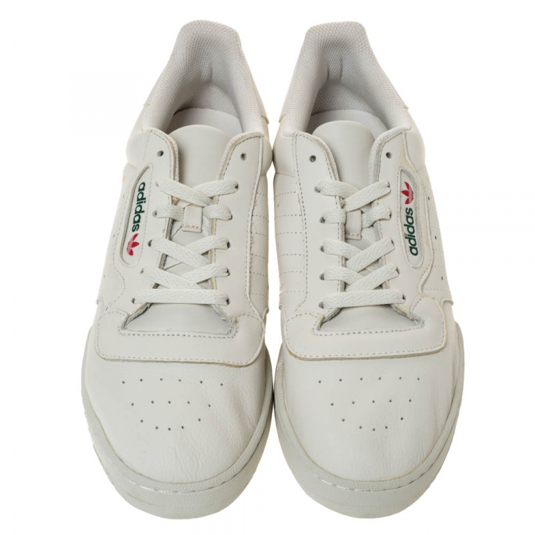 Pre Owned Yeezy x Adidas White Leather Powerphase Calabasas Sneaker Size 46.5