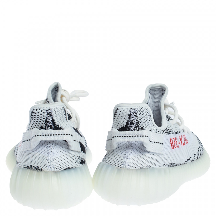 Pre Owned Yeezy x Adidas White/Black Cotton Knit Boost 350 V2 Zebra Sneakers Size 42