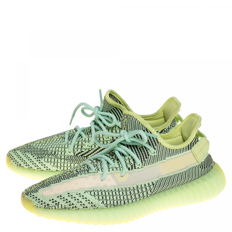 Pre Owned Yeezy x Adidas Green Cotton Knit Boost 350 V2 Yeeree Sneakers Size 45.5