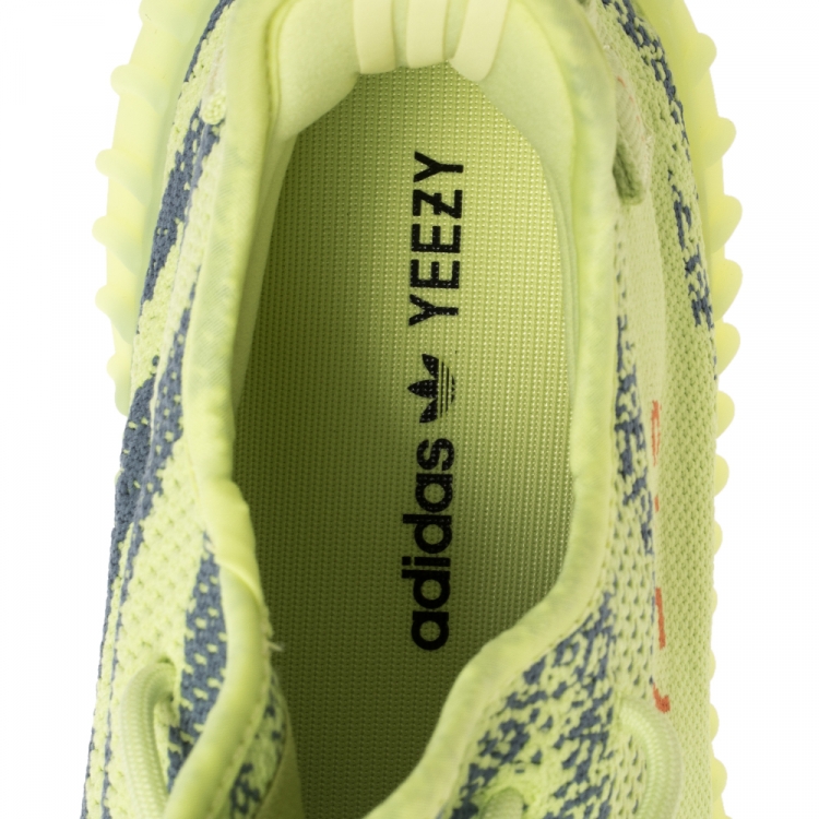 Pre Owned Yeezy x Adidas Green Cotton Knit Semi Frozen Boost 350 V2 Sneakers Size 46 2/3