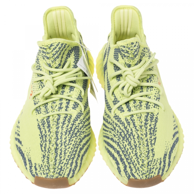 Pre Owned Yeezy x Adidas Green Cotton Knit Semi Frozen Boost 350 V2 Sneakers Size 46 2/3