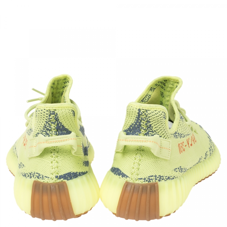 Pre Owned Yeezy x Adidas Green Cotton Knit Semi Frozen Boost 350 V2 Sneakers Size 46 2/3