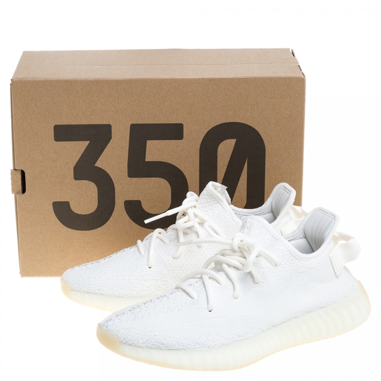 Pre Owned Yeezy x Adidas Boost 350 V2 Cream/Triple White Sneakers Size 42.5