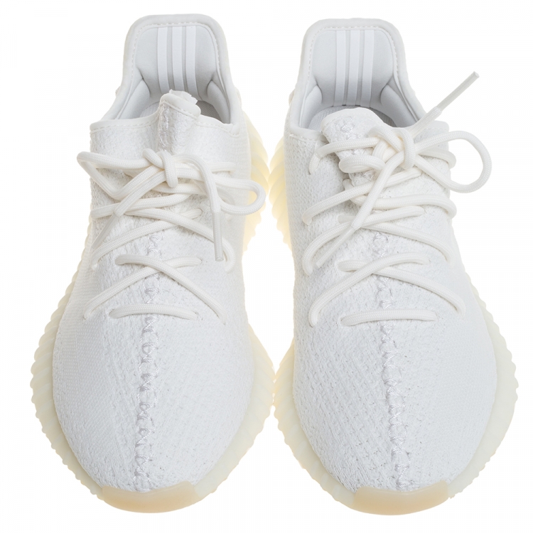 Pre Owned Yeezy x Adidas Boost 350 V2 Cream/Triple White Sneakers Size 42.5