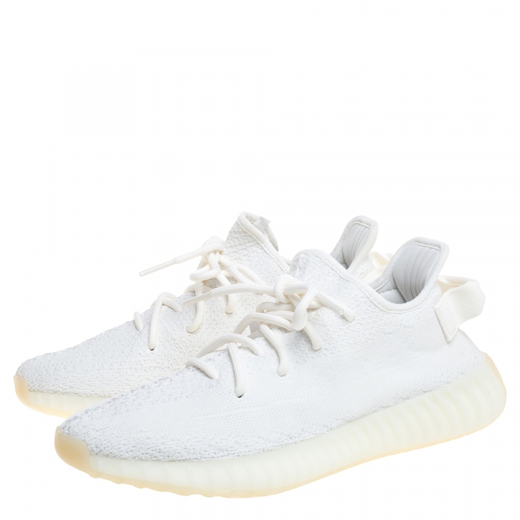Pre Owned Yeezy x Adidas Boost 350 V2 Cream/Triple White Sneakers Size 42.5