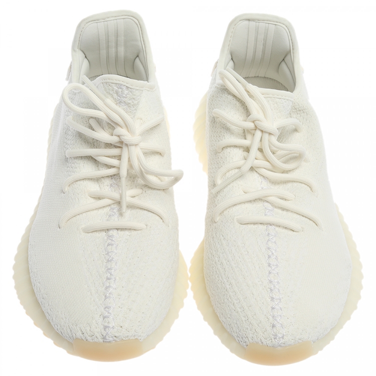 Pre Owned Adidas Yeezy White Cotton Knit Fabric Boost 350 V2 Triple Sneakers Size (US 11/UK 10.5/EU 44)