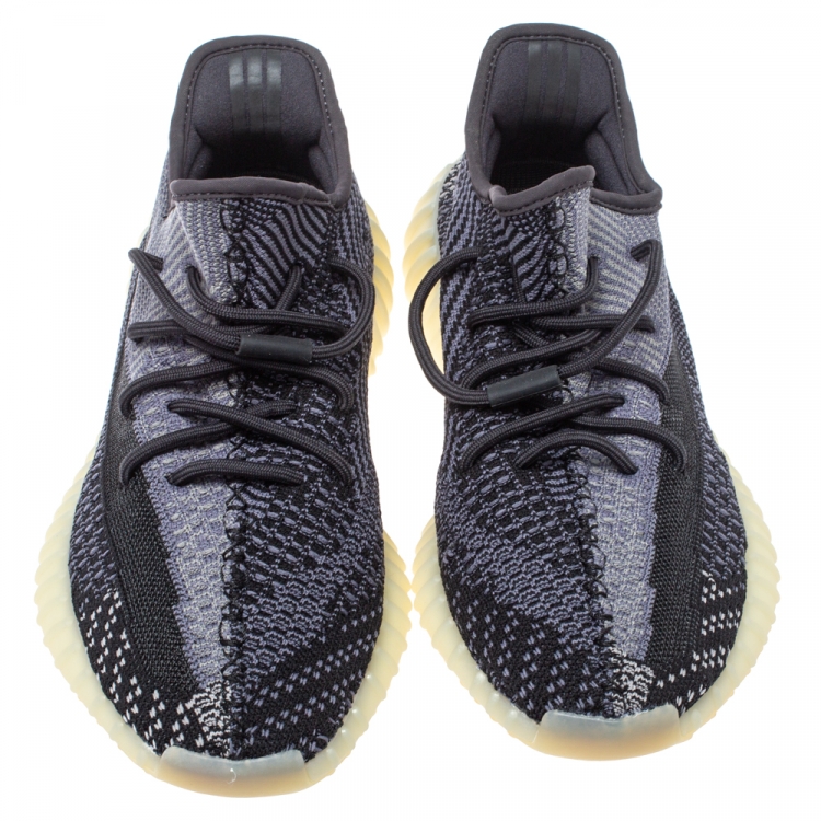 Pre Owned Adidas Yeezy Black Cotton Knit Boost 350 V2 Carbon Sneakers Size 44 2/3