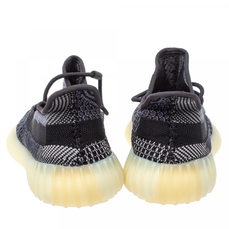Pre Owned Adidas Yeezy Black Cotton Knit Boost 350 V2 Carbon Sneakers Size 44 2/3