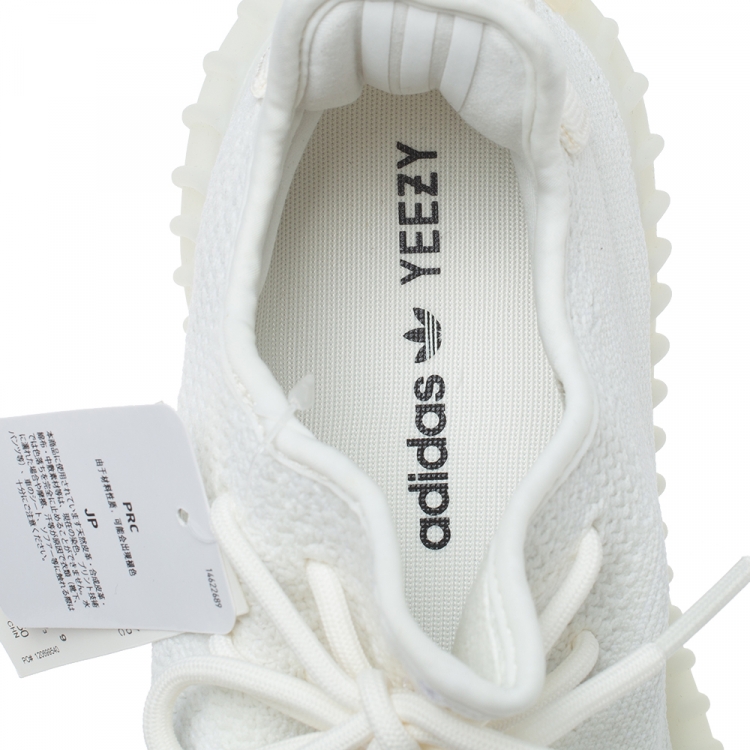 Pre Owned Yeezy x Adidas Cotton Knit Boost 350 V2 Triple White Sneakers Size 40 2/3