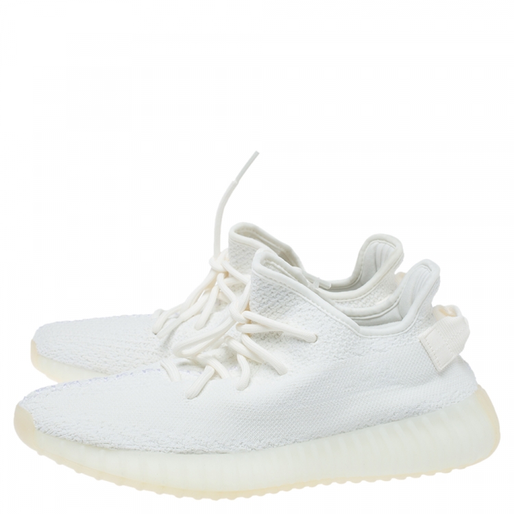 Pre Owned Yeezy x Adidas Cotton Knit Boost 350 V2 Triple White Sneakers Size 40 2/3