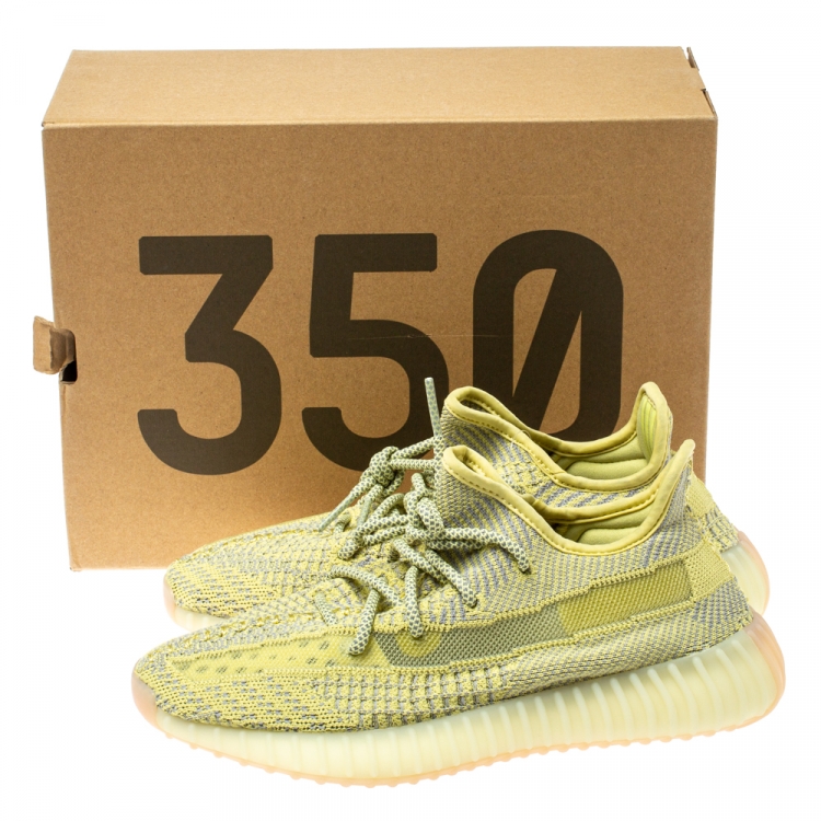 Pre Owned Yeezy x Adidas Yellow Cotton Knit Boost 350 V2 Marsh Sneakers Size 40