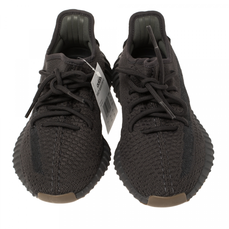 Pre Owned Yeezy x Adidas Dark Grey Cotton Knit Boost 350 V2 Cinder Sneakers Size 37 1/3