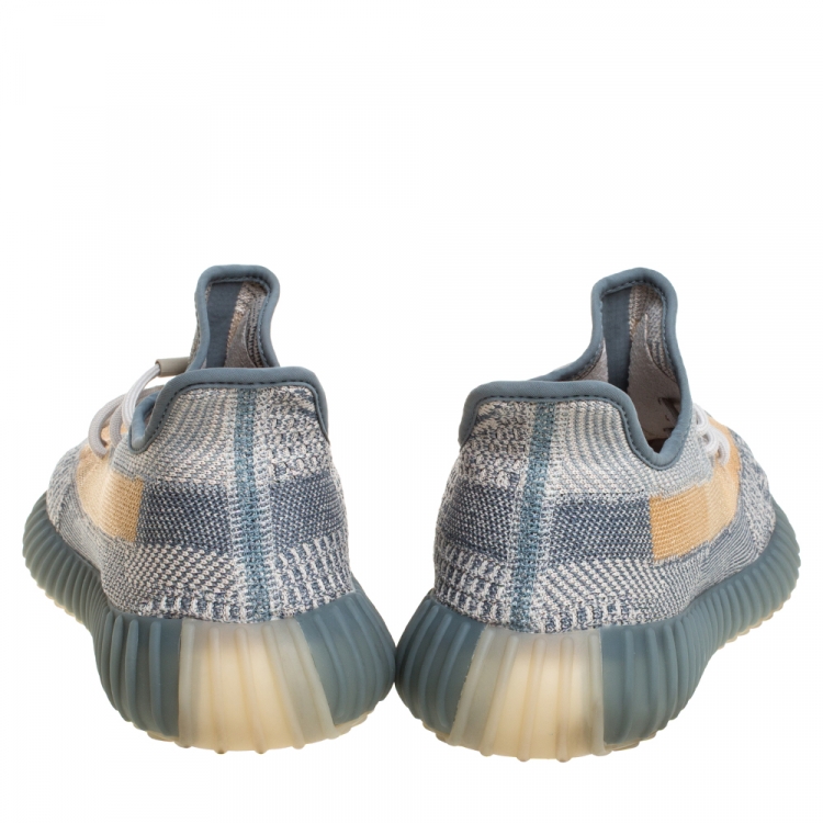 Pre Owned Adidas Yeezy Blue Knit Fabric 350 V2 Israfil Sneakers Size 45