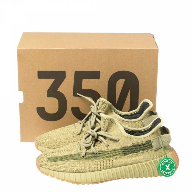 Pre Owned Yeezy x Adidas Boost 350 V2 Sulfur Sneakers Size 42