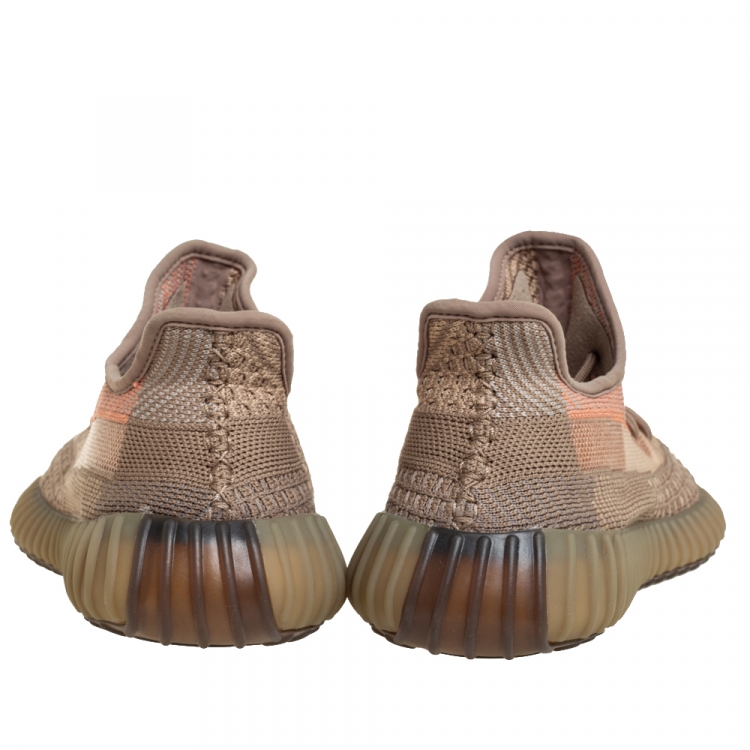 Pre Owned Yeezy x adidas Brown Knit Fabric Boost 350 Sand Taupe Sneakers Size 39 1/3