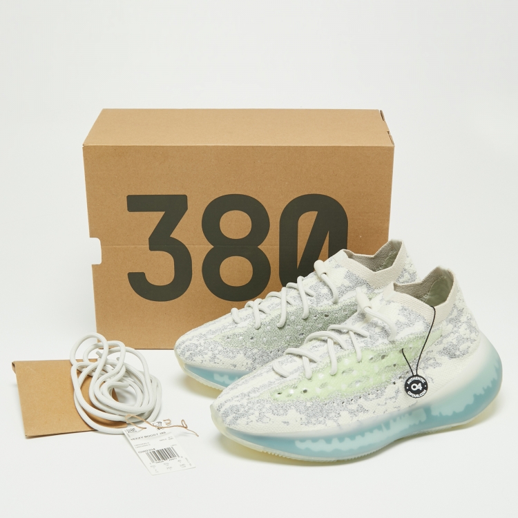 Pre Owned Yeezy x Adidas Blue/Green Knit Fabric Yeezy Boost 380 Alien Blue Sneakers Size 40
