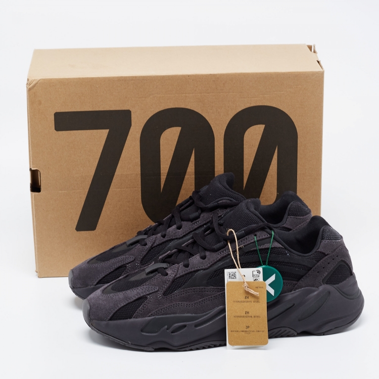 Pre Owned Yeezy x adidas Dark Grey Suede and Fabric Boost 700 Vanta Low Top Sneakers Size 43 1/3