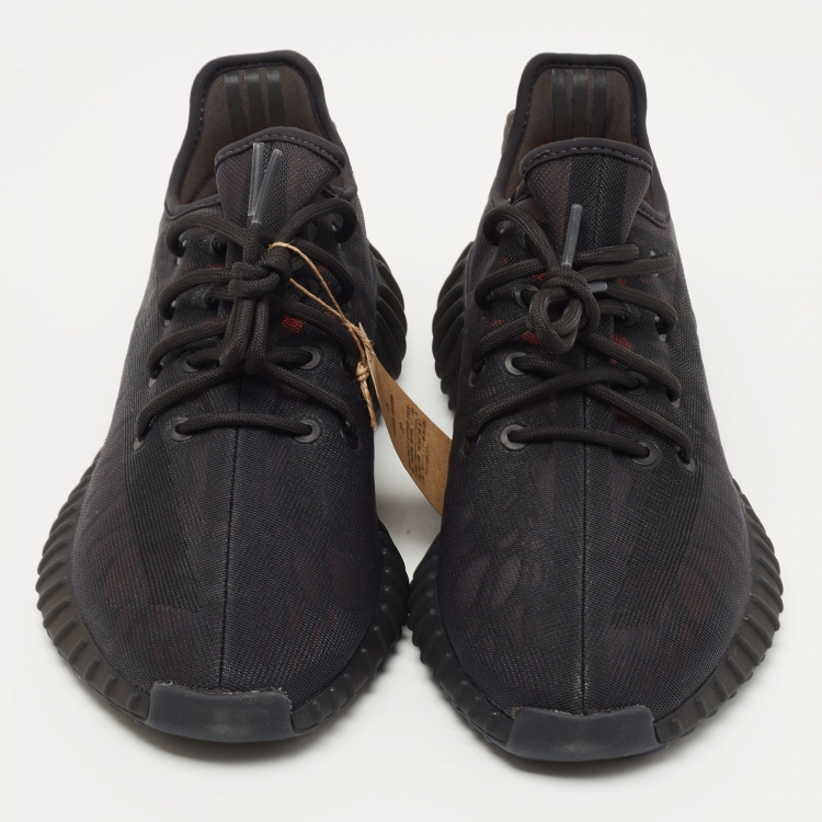 Pre Owned adidas Yeezy Black Mesh Boost 350 V2 Mono Cinder Sneakers Size 42