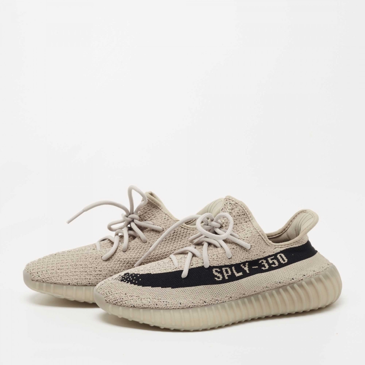 Yeezy x Adidas Grey/Black Knit Fabric Boost 350 V2 Slate Sneakers