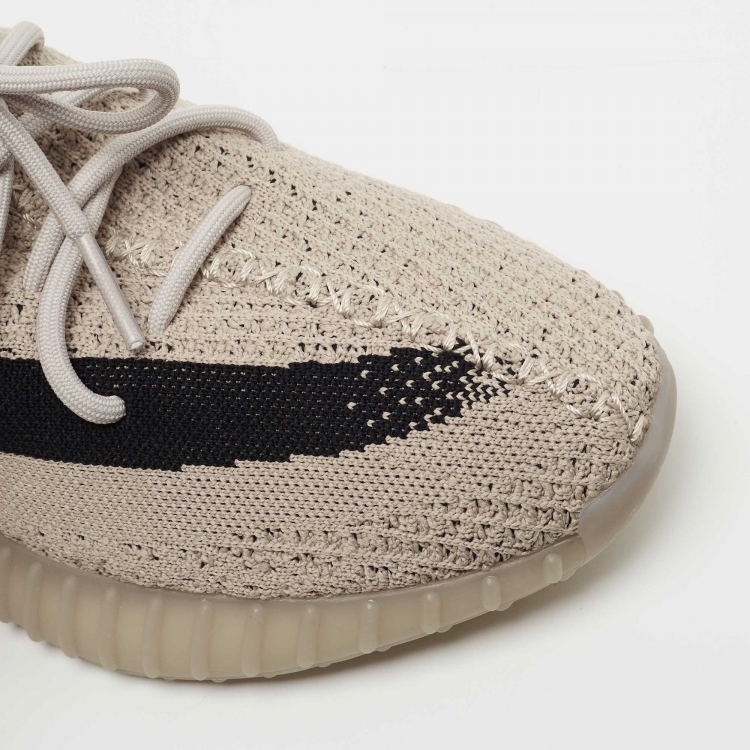Pre Owned Yeezy x Adidas Grey/Black Knit Fabric Boost 350 V2 Slate Sneakers Size 42