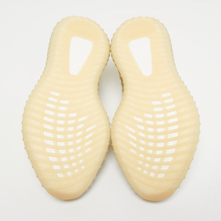Pre Owned Yeezy x Adidas Off White Knit Fabric Boost 350 V2 Light Sneakers Size 46