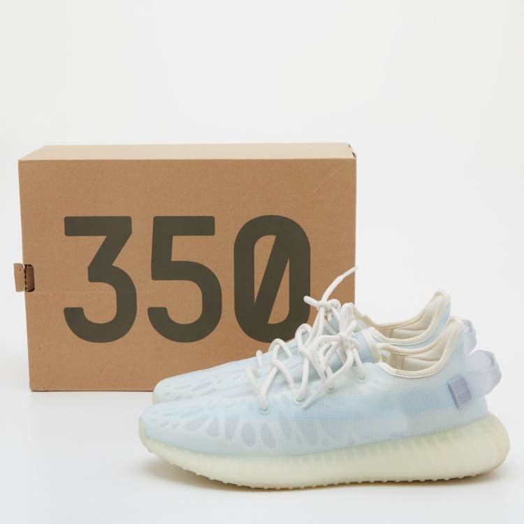 Pre Owned Yeezy x Adidas Blue Mesh Boost 350 V2 Mono Ice Sneakers Size 44