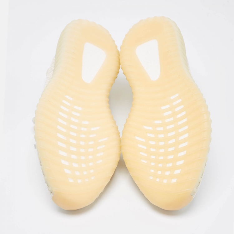 Pre Owned Yeezy x Adidas Cream Knit Fabric Boost 350 V2 Light Sneakers Size 47 1/3 