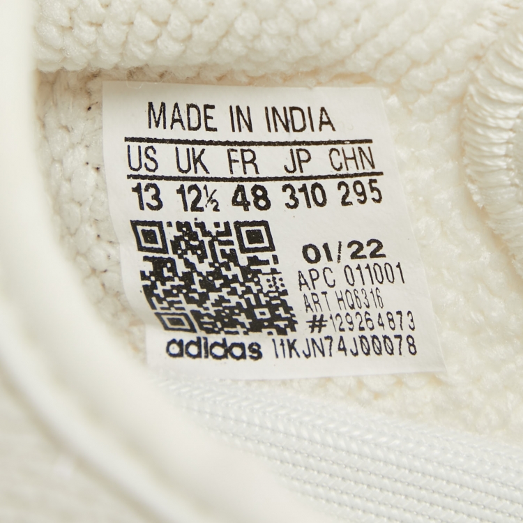 Pre Owned Yeezy x Adidas White Knit Fabric Boost 350 V2 Bone Sneakers Size 48