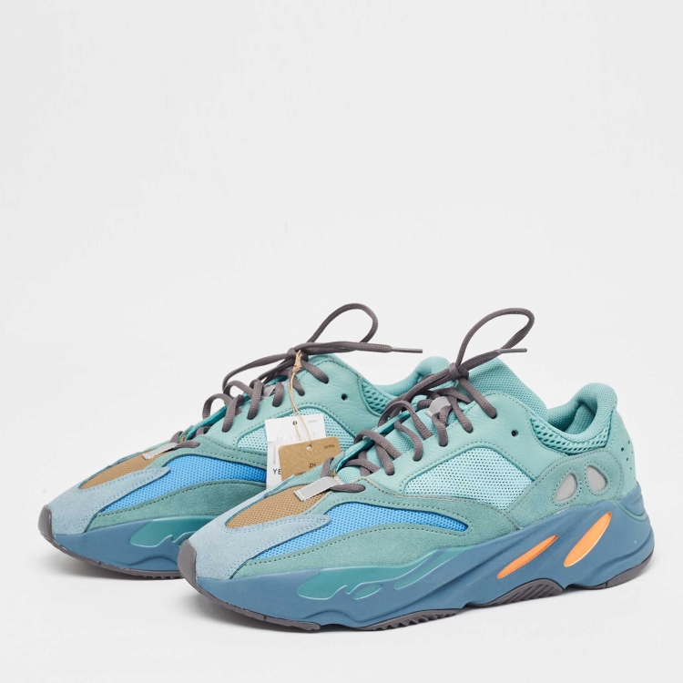 Pre Owned Yeezy x Adidas Nubuck And Mesh Boost 700 Faded Azure Sneakers Size 46 1/3