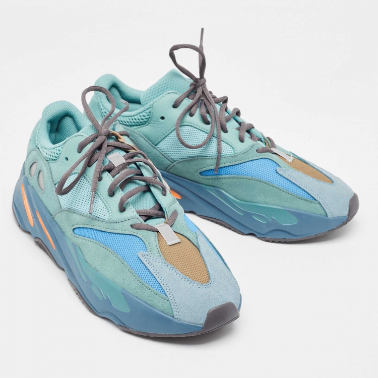 Pre Owned Yeezy x Adidas Nubuck And Mesh Boost 700 Faded Azure Sneakers Size 46 1/3