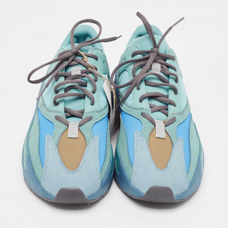 Pre Owned Yeezy x Adidas Nubuck And Mesh Boost 700 Faded Azure Sneakers Size 46 1/3