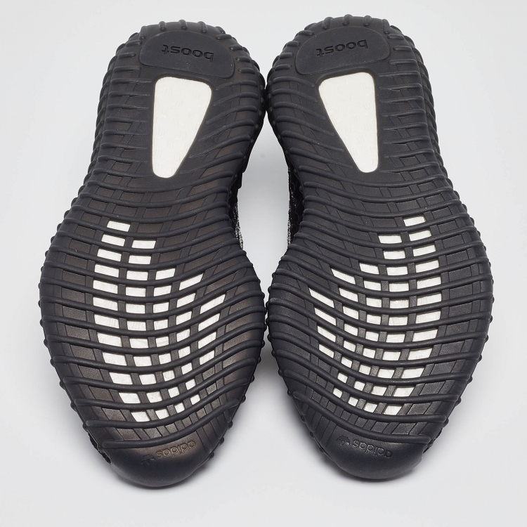 Pre Owned Yeezy x Adidas Black/Brown Knit Fabric Boost 350 V2 MX Rock Sneakers Size 44