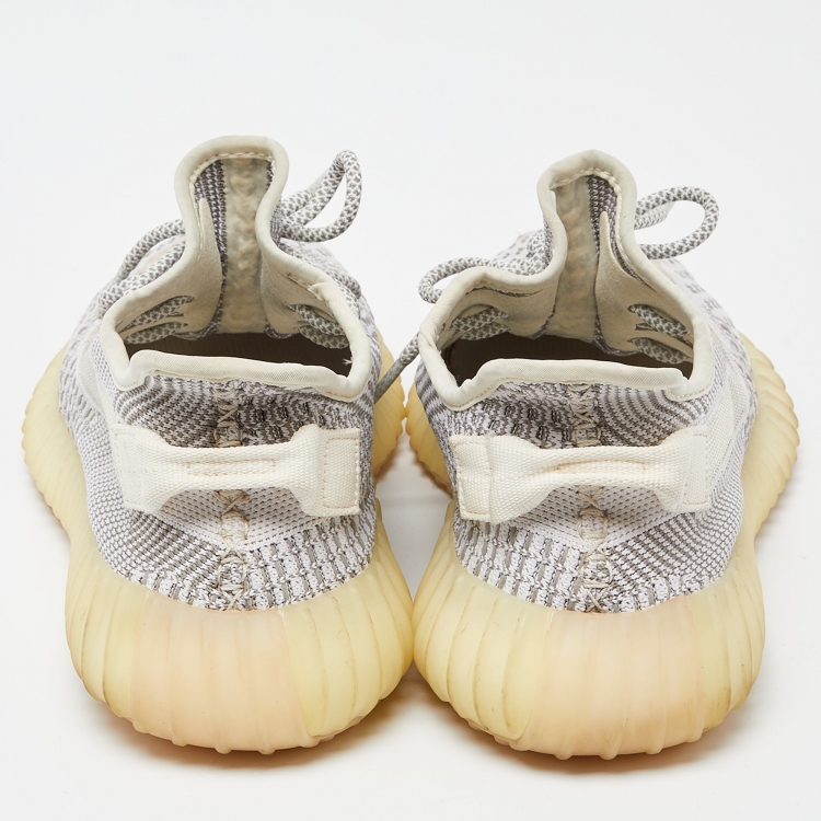 Pre Owned Yeezy x Adidas Grey/White Knit Fabric Boost 350 V2 Static Non Reflective Sneakers Size 42