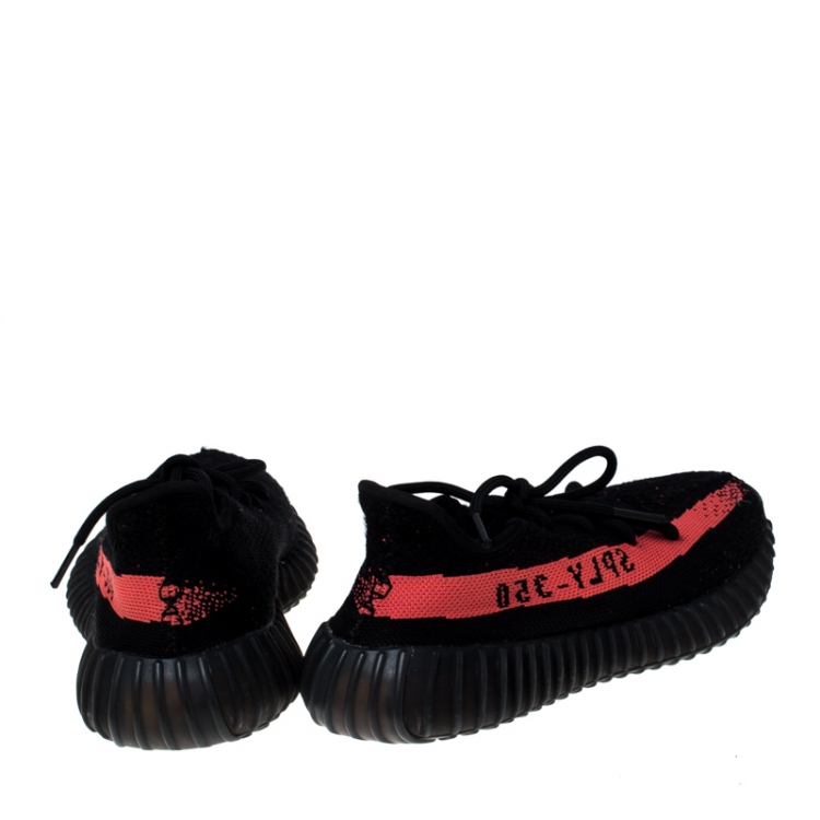 Pre Owned Yeezy x Adidas Black Cotton Knit Boost 350 V2 Sneakers Size 36.5